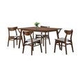 Skie 5pc Dining Table Set, 4 Chairs, Rectangular, Brown Solid Wood, Gray