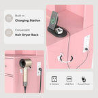 Ensemble coiffeuse Lavin de Roundhill Furniture, miroir lumineux LED et station de recharge