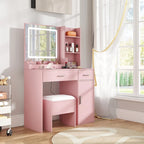 Ensemble coiffeuse Lavin de Roundhill Furniture, miroir lumineux LED et station de recharge