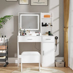 Ensemble coiffeuse Lavin de Roundhill Furniture, miroir lumineux LED et station de recharge