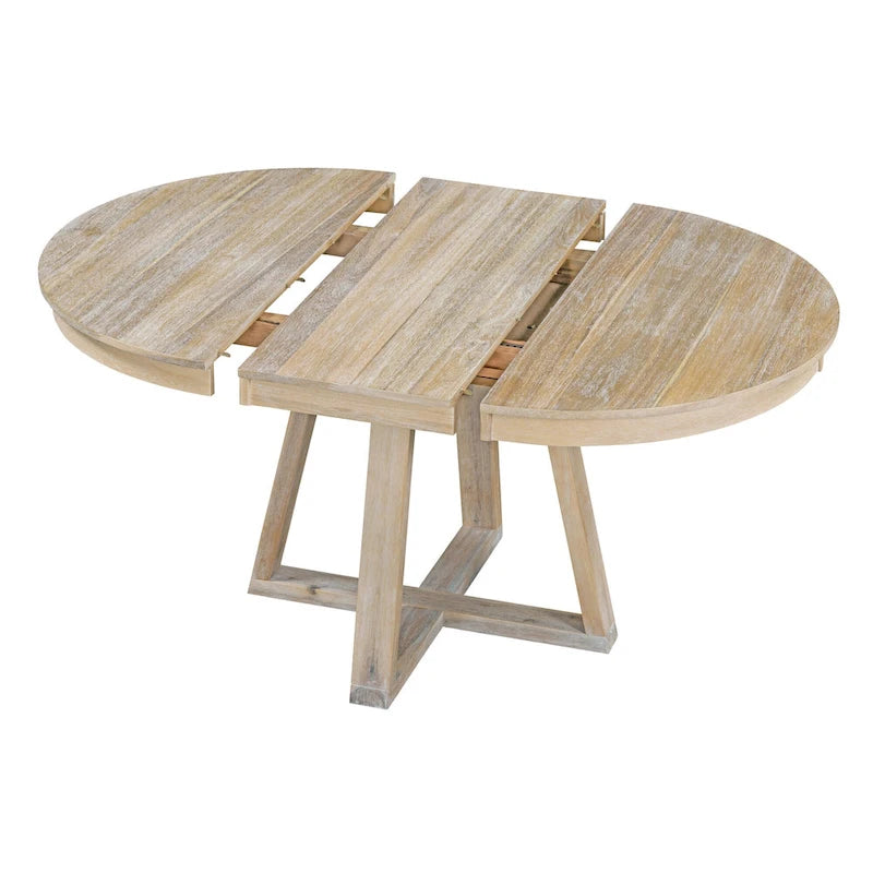 Ensemble de salle à manger rond extensible 5 pièces, ensemble de meubles de cuisine en bois avec rallonge amovible et 4 chaises rembourrées