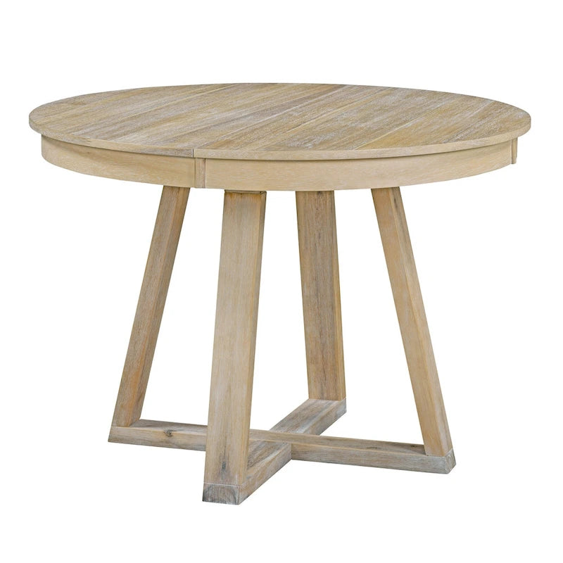 Ensemble de salle à manger rond extensible 5 pièces, ensemble de meubles de cuisine en bois avec rallonge amovible et 4 chaises rembourrées