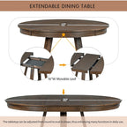Ensemble de salle à manger rond extensible 5 pièces, ensemble de meubles de cuisine en bois avec rallonge amovible et 4 chaises rembourrées