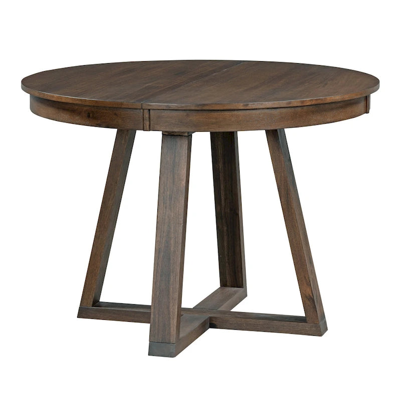 Ensemble de salle à manger rond extensible 5 pièces, ensemble de meubles de cuisine en bois avec rallonge amovible et 4 chaises rembourrées