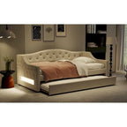 Lit de jour rembourré pour lit simple XL avec ceinture LED et lit gigogne, 213 cm (L) x 105 cm (l) x 69 cm (H)