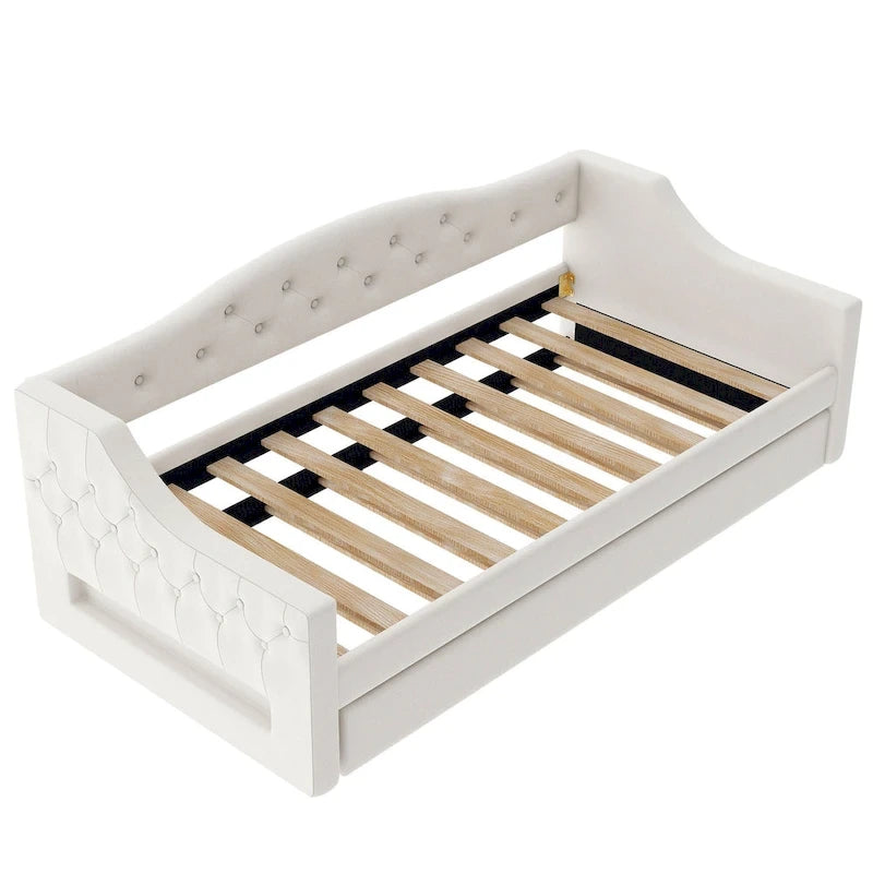 Lit de jour rembourré pour lit simple XL avec ceinture LED et lit gigogne, 213 cm (L) x 105 cm (l) x 69 cm (H)