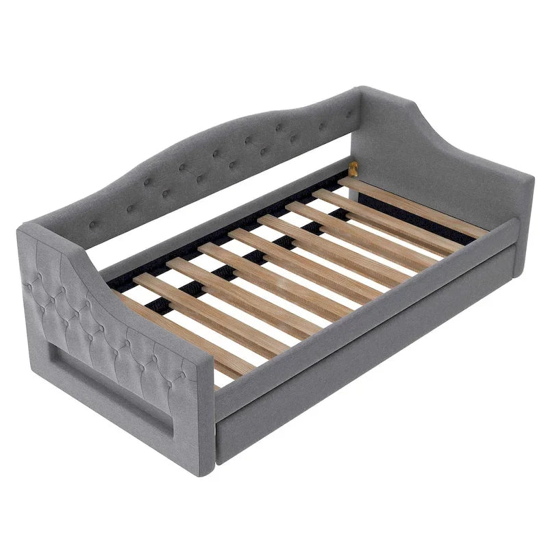 Lit de jour rembourré pour lit simple XL avec ceinture LED et lit gigogne, 213 cm (L) x 105 cm (l) x 69 cm (H)