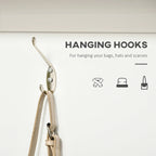 Porte-manteau moderne avec rangement, portant à vêtements autoportant avec banc de rangement et armoire à tiroirs.