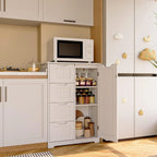 Meuble de rangement de cuisine 33, meuble de rangement de salle de bain autoportant en bois avec 4 tiroirs pour cuisine et salle à manger