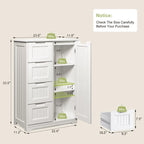 Meuble de rangement de cuisine 33, meuble de rangement de salle de bain autoportant en bois avec 4 tiroirs pour cuisine et salle à manger