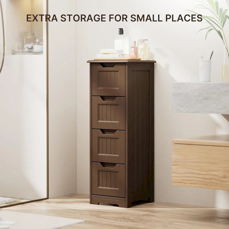 Meuble de rangement de cuisine 33, meuble de rangement de salle de bain autoportant en bois avec 4 tiroirs pour cuisine et salle à manger