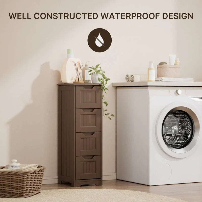 Meuble de rangement de cuisine 33, meuble de rangement de salle de bain autoportant en bois avec 4 tiroirs pour cuisine et salle à manger