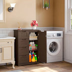 Meuble de rangement de cuisine 33, meuble de rangement de salle de bain autoportant en bois avec 4 tiroirs pour cuisine et salle à manger