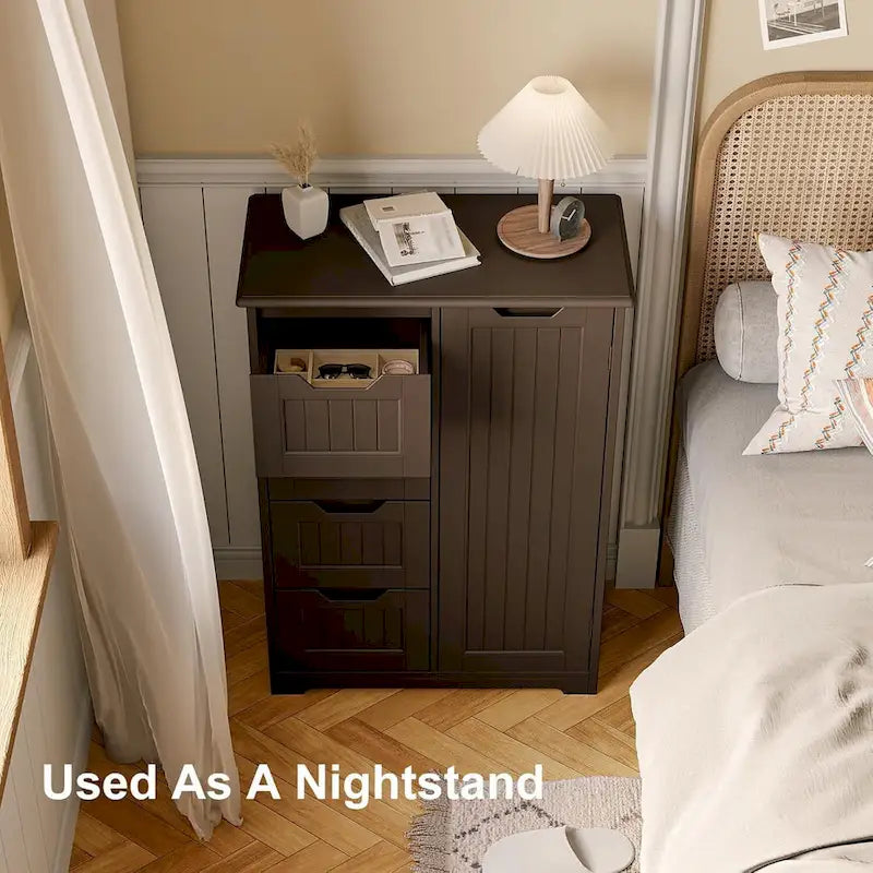 Meuble de rangement de cuisine 33, meuble de rangement de salle de bain autoportant en bois avec 4 tiroirs pour cuisine et salle à manger