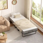 Lit pliant avec matelas, lit d'appoint portable sur roulettes avec matelas en mousse à mémoire de forme
