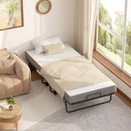 Lit pliant avec matelas, lit d'appoint portable sur roulettes avec matelas en mousse à mémoire de forme