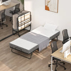 Lit pliant avec matelas, lit d'appoint portable sur roulettes avec matelas en mousse à mémoire de forme