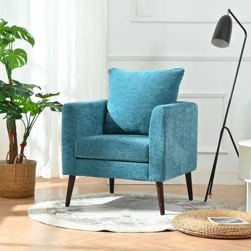 Fauteuil relax d'appoint pour salon, fauteuil tonneau en tissu polaire avec pieds en bois massif pour salon, chambre ou bureau