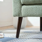 Fauteuil relax d'appoint pour salon, fauteuil tonneau en tissu polaire avec pieds en bois massif pour salon, chambre ou bureau