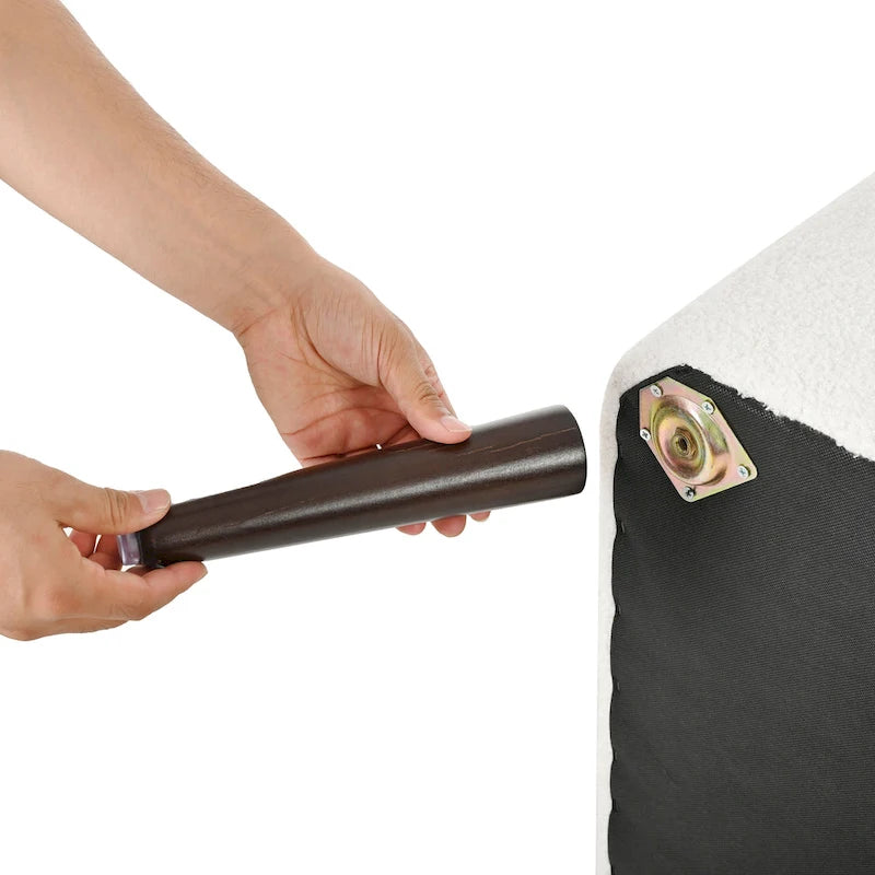 Fauteuil relax d'appoint pour salon, fauteuil tonneau en tissu polaire avec pieds en bois massif pour salon, chambre ou bureau