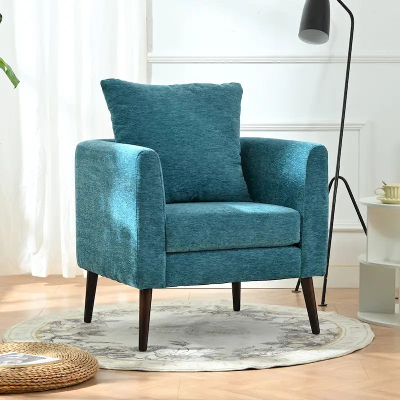 Fauteuil relax d'appoint pour salon, fauteuil tonneau en tissu polaire avec pieds en bois massif pour salon, chambre ou bureau