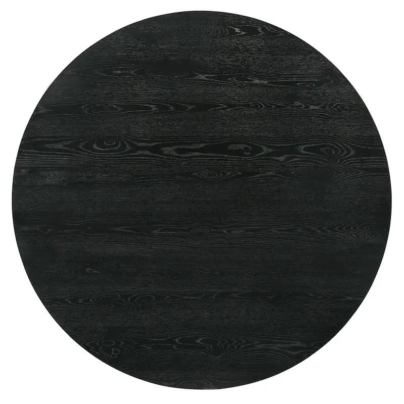 Ensemble de salle à manger rond moderne Evrena 7 pièces en bois massif noir de 150 cm (59 pouces) de Furniture of America