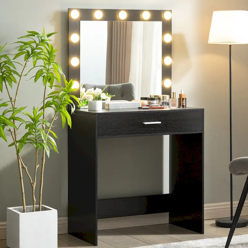 Coiffeuse pour filles avec 3 modes d'éclairage LED de couleur