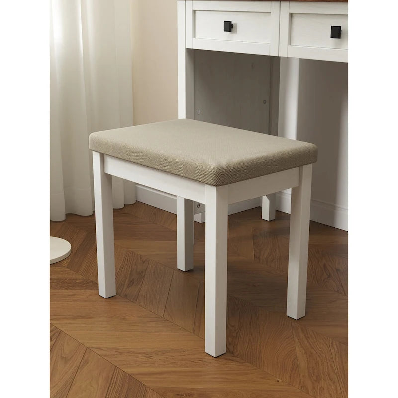 Coiffeuse de style campagnard de 46,5 cm avec miroir lumineux LED réglable et station de recharge pour chambre à coucher