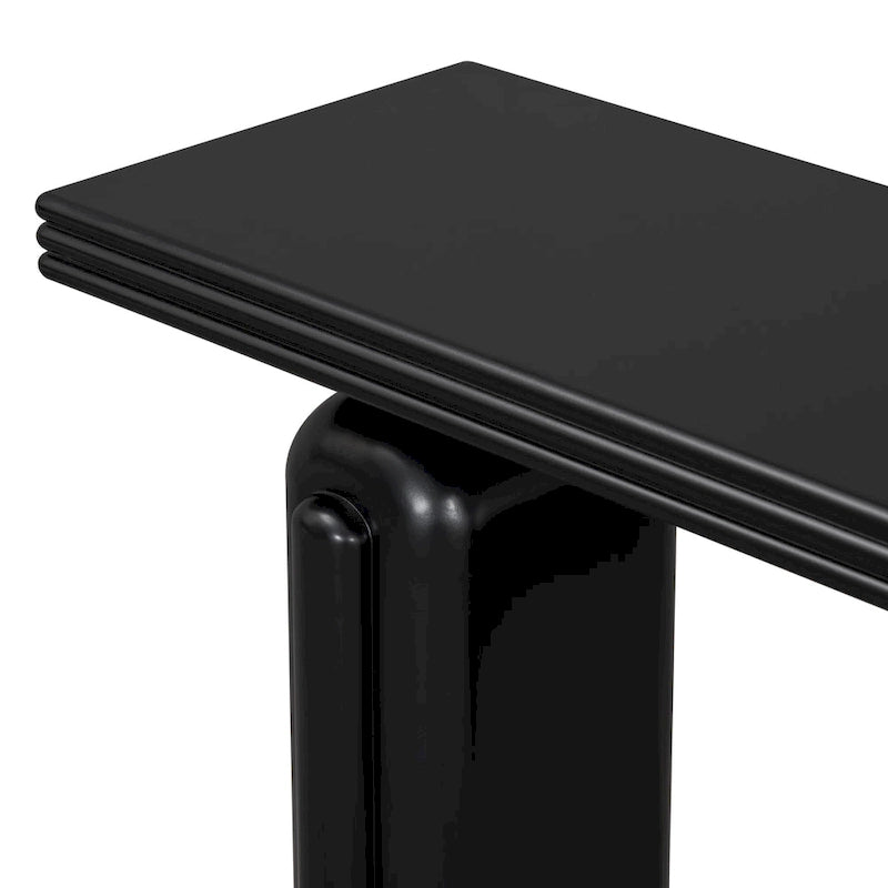 Table console 60 en placage de bois d'acacia courbé - Design minimaliste avec pieds en bois massif