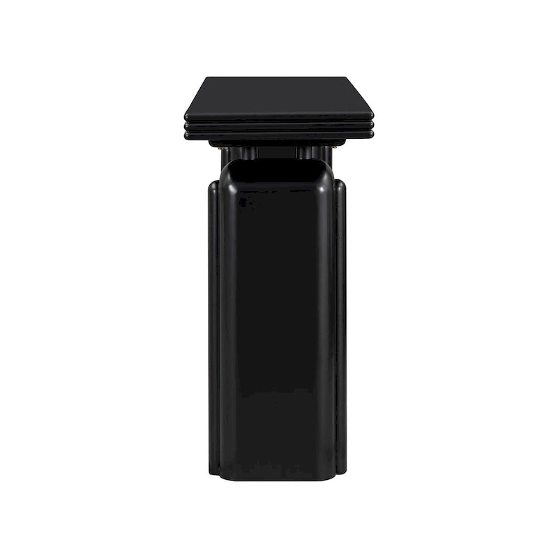 Table console 60 en placage de bois d'acacia courbé - Design minimaliste avec pieds en bois massif