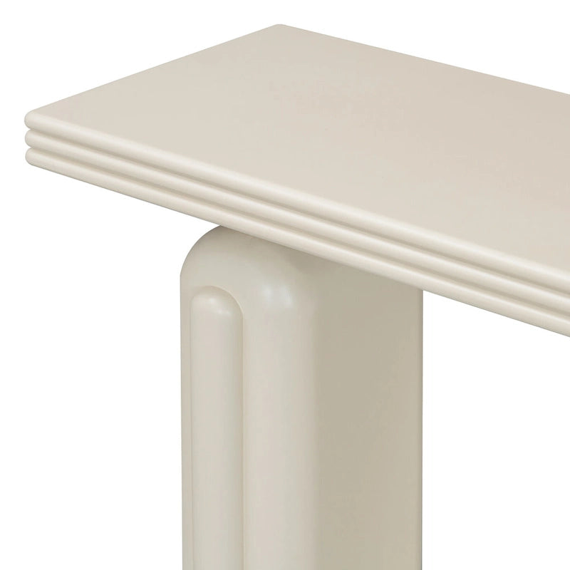 Table console 60 en placage de bois d'acacia courbé - Design minimaliste avec pieds en bois massif