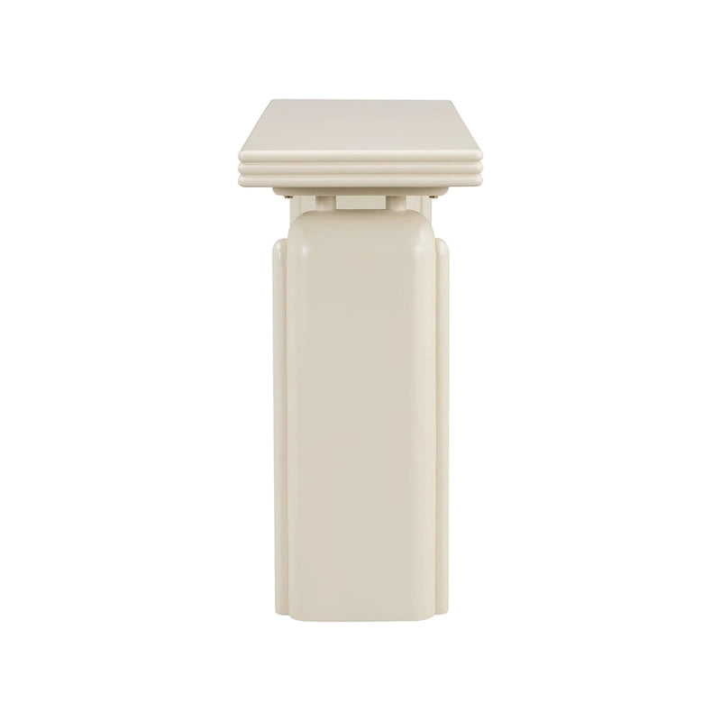 Table console 60 en placage de bois d'acacia courbé - Design minimaliste avec pieds en bois massif