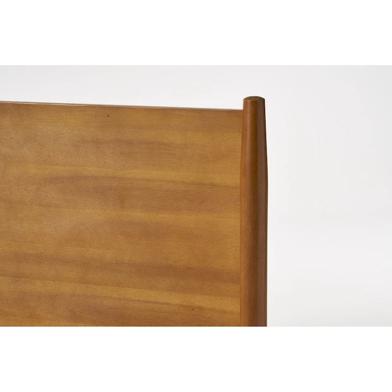 Lit plateforme moderne en bois d'acacia naturel, format king size, avec pieds évasés emblématiques pour chambre à coucher