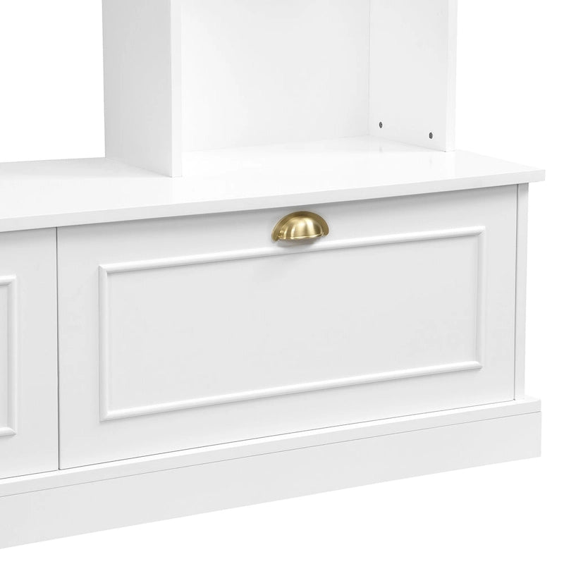 Meuble mural de 104,2 cm avec étagères et placards pour téléviseurs jusqu'à 78 pouces.