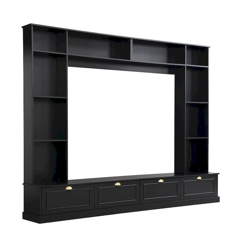 Meuble mural de 104,2 cm avec étagères et placards pour téléviseurs jusqu'à 78 pouces.