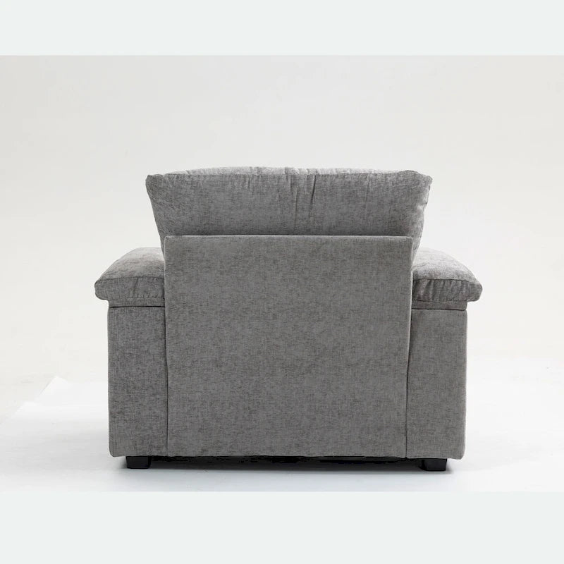 Fauteuil d'appoint surdimensionné en chenille avec repose-pieds, ports de chargement USB et canapé-lit convertible
