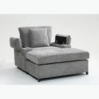 Fauteuil d'appoint surdimensionné en chenille avec repose-pieds, ports de chargement USB et canapé-lit convertible