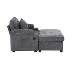 Fauteuil d'appoint surdimensionné en chenille avec repose-pieds, ports de chargement USB et canapé-lit convertible