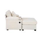 Fauteuil d'appoint surdimensionné en chenille avec repose-pieds, ports de chargement USB et canapé-lit convertible