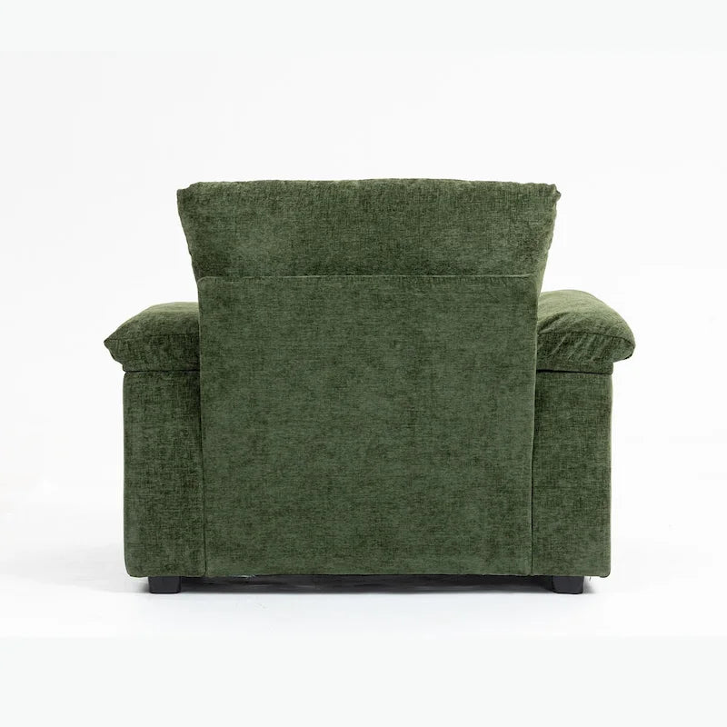 Fauteuil d'appoint surdimensionné en chenille avec repose-pieds, ports de chargement USB et canapé-lit convertible