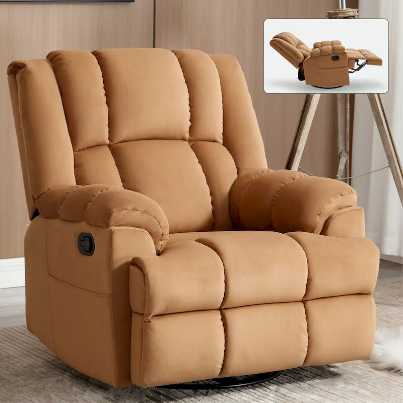 Fauteuil inclinable manuel surdimensionné vert avec pivotement, basculement et revêtement en tissu