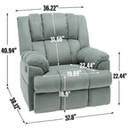 Fauteuil inclinable manuel surdimensionné vert avec pivotement, basculement et revêtement en tissu