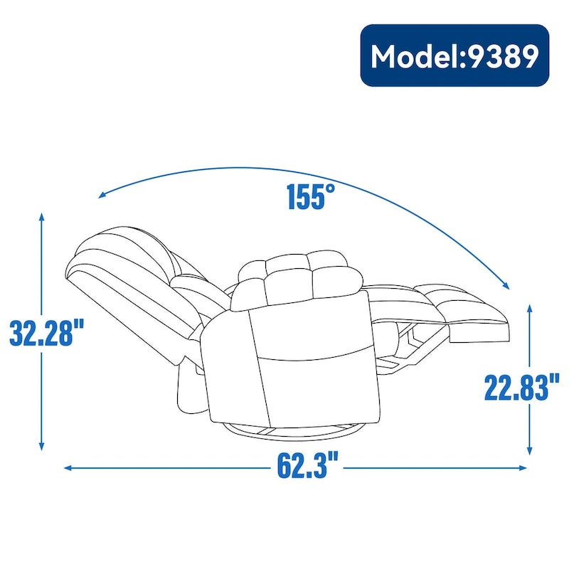 Fauteuil inclinable manuel surdimensionné vert avec pivotement, basculement et revêtement en tissu