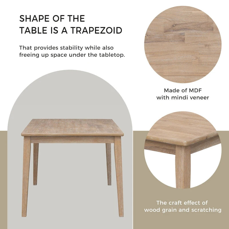 Ensemble de salle à manger en bois 6 pièces avec table, 4 chaises et banc