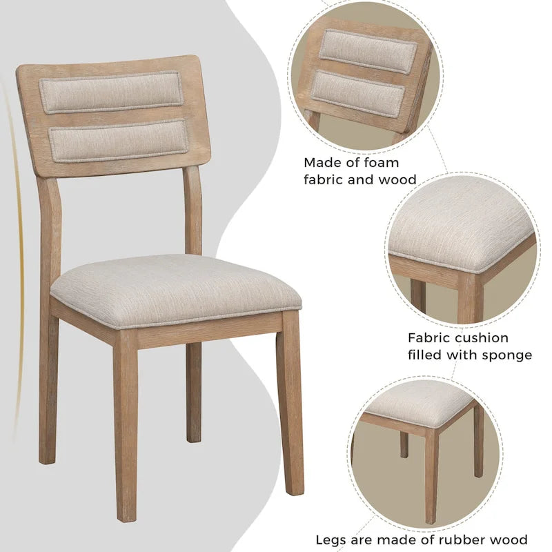 Ensemble de salle à manger en bois 6 pièces avec table, 4 chaises et banc