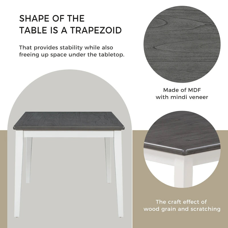 Ensemble de salle à manger en bois 6 pièces avec table, 4 chaises et banc
