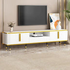 Meuble TV minimaliste de luxe avec rangement et accents dorés - 13,90 x 78,80 x 19,00