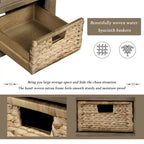 Banc de rangement rustique TREXM avec tiroirs et paniers en rotin