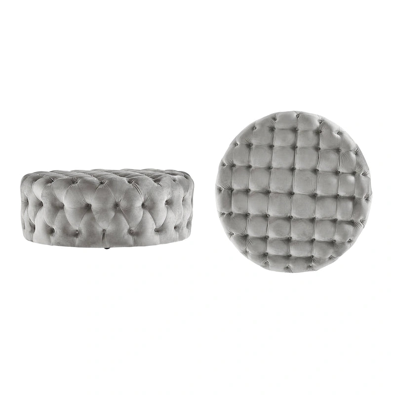 Pouf rond capitonné Gdansk à roulettes