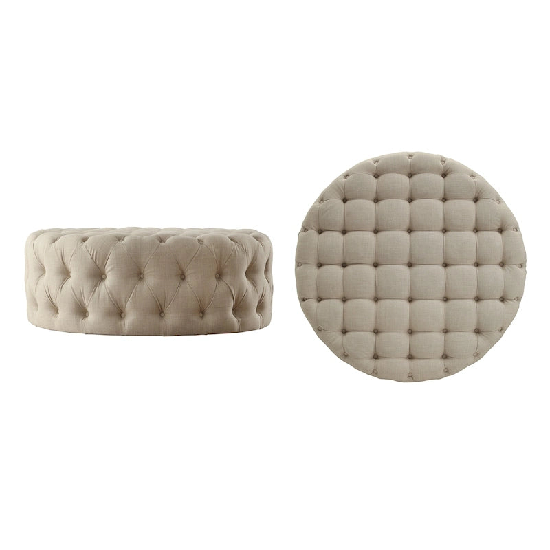 Pouf rond capitonné Gdansk à roulettes